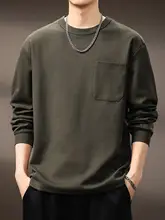 長袖Tシャツ メンズ ヘビーオンス 厚手 クルーネック ポケット付き シンプル アメカジ オーバーサイズ ルーズ 上質 秋 インナー 着回し