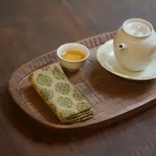 人造絲製 ツル模様の小型テーブルマット【茶道用・コースター・ティーポットマット】