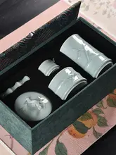 初心者向け 陶器製書道用具セット【蓋付き硯・筆筒・筆洗・水滴・筆置き】（セットアップ対応）