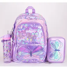 Smiggle 大容量 女子用バタフライデザインバックパック【軽量・小学生向け・文房具収納】