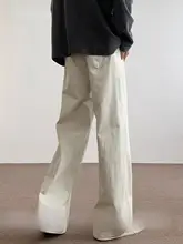 クリーム色のヴィンテージ風カーゴパンツ【男士用・春秋向け・ストレートフィット】