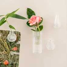 ミニ花瓶【透明ガラス・水栽培・冷蔵庫用マグネット・インテリア装飾】（セットアップ対応）