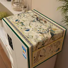 収納袋付き 厚手コットンリネン 冷蔵庫用ホコリ防止カバー【ヴィンテージスタイル・ダブルドア用】
