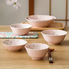 美濃焼きの桜デザイン陶器ボウル【和風・大・麺用・野菜用】