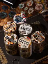 レトロデザインのPET素材手帳用装飾テープ【DIY・花柄・ギアモチーフ】