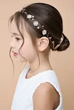 手作りの小雛菊ヘアバンド【子供用・金色の装飾・夏のドレスアクセサリー】