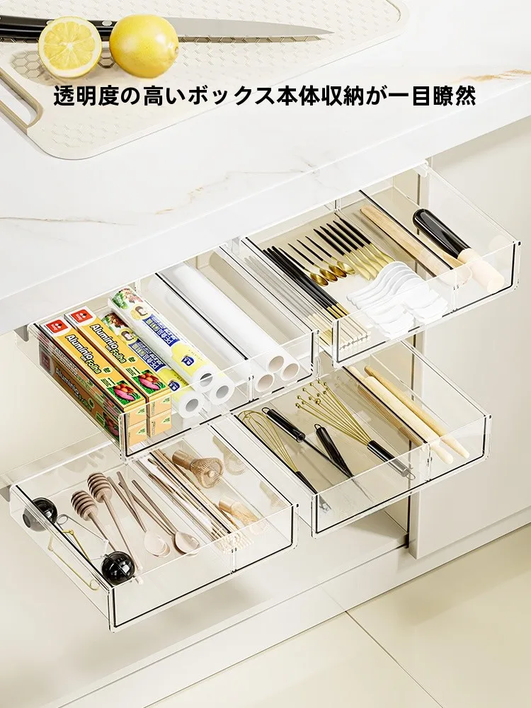 キッチン下掛け収納ラック：引き出し式で簡単設置の見せる収納を実現