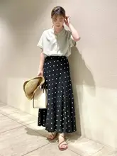 高ウエストドット柄シフォンフィッシュテールスカート【カジュアル・スタイル】