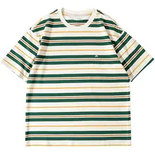 アメリカンカレッジスタイル ストライプ メンズ半袖Tシャツ【クラシック・ゆったりフィット・カジュアル】