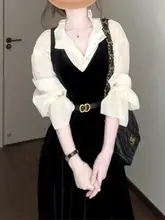 高級感あるタンクトップワンピース＆シャツ【ドレープデザイン・ウエストリボン・シルクベルベット】（セットアップ対応）