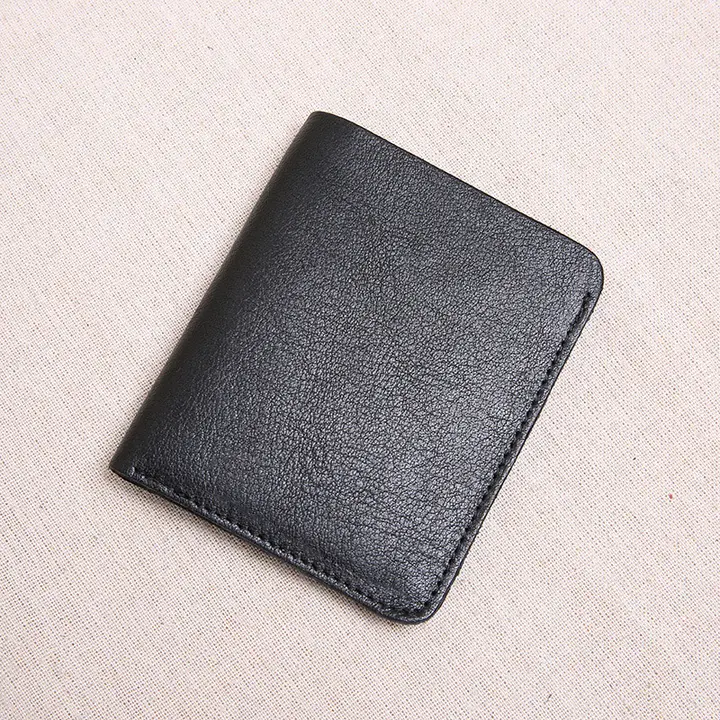 ミニ財布 二つ折り 縦型 メンズ 本革 牛革 薄型 スリム ハンドメイド 手縫い 柔らかい 学生向け