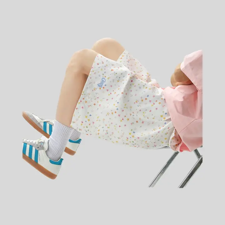 星柄プリント ショートパンツ【男女兼用・刺繍・ワイド・フィット・夏用】（セットアップ対応）