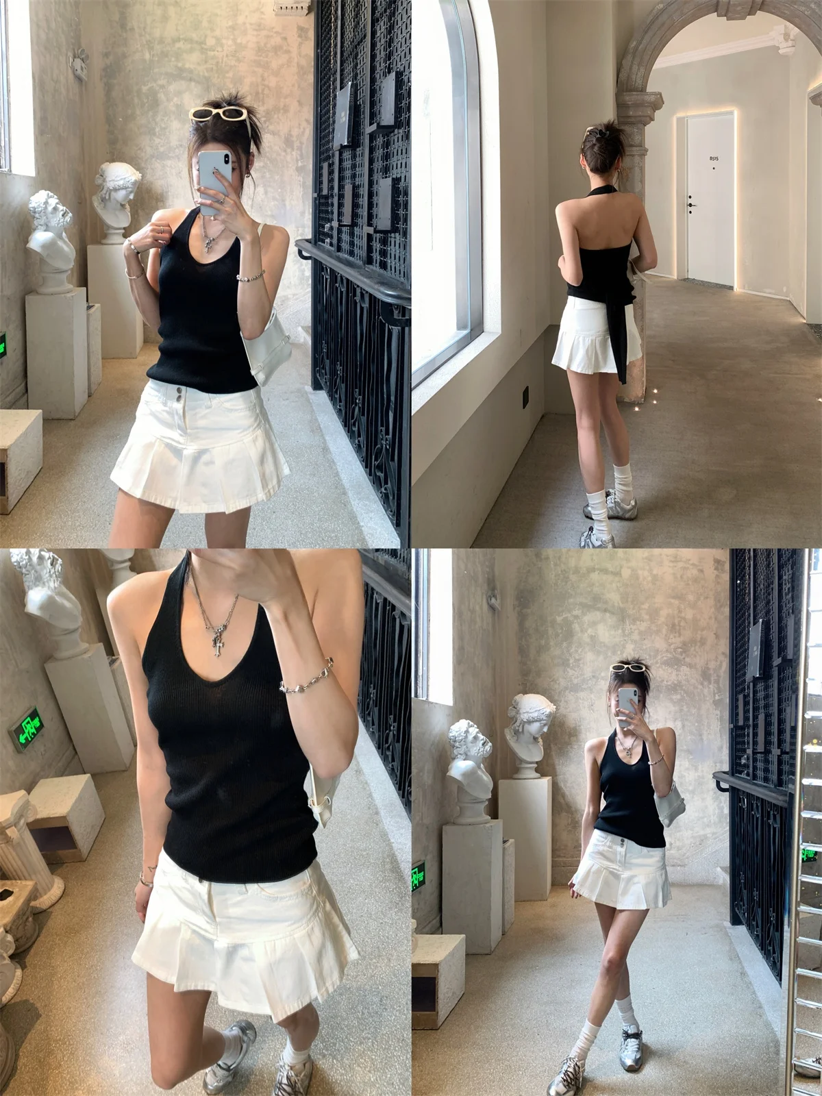デザイン性のある百褶デニムスカートパンツ：夏用の快適性と防走光機能を実証