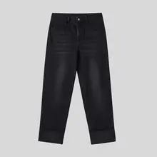 デニム タバコパンツ レディース 折り返し シンプル ヴィンテージ 通勤 オフィスカジュアル きれいめ 秋物 「MSLAN」