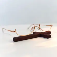 ロリータ風ゴシック 蒸気パンクデザインのローズゴールド半フレームメガネ【コスプレ用】