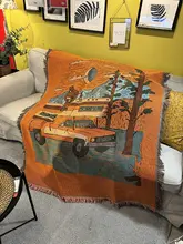 工業風アメリカンヴィンテージデザインのブランケット【ソファ・ベッドカバー・壁掛け用】