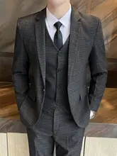 高級 メンズスーツ【ビジネスカジュアル・体型にフィット・チェック柄・新郎用】（セットアップ対応）