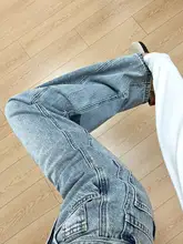 ゆったりサイズのデニムパンツ【全体にスパンコール・ストレートシルエット・カジュアルスタイル】
