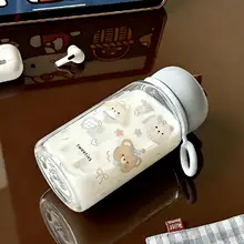 可愛い小熊デザインのプラスチック水筒【持ち運び便利・女子学生向け】