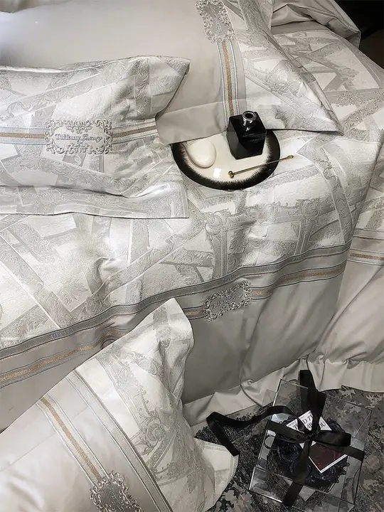 高級感あふれる全棉製ベッドカバー四点セット【長绒棉使用】（セットアップ対応）