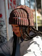 アメリカンレトロデザイン ニットハット【混紡・秋用・男女兼用】