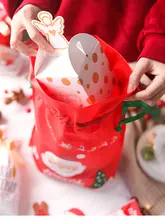 クリスマス用キャンディバッグ【スノーフレーククッキー・ギフトボックス・リボン付き・大中サイズ】