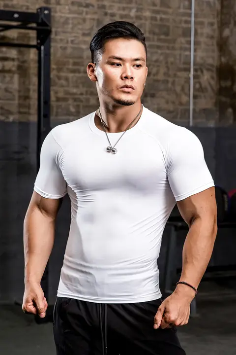 メンズ ラウンドネック 半袖 トレーニングシャツ【高弾力・通気性・速乾・アウトドア用】