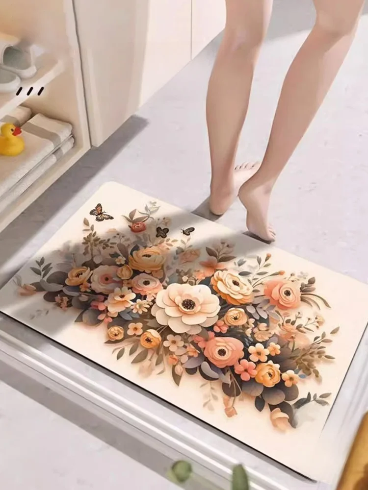 お風呂のカビ予防に効果的なバス用速乾防滑マット【ソフト藻土製】