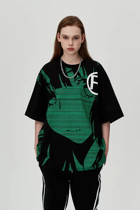 夏用カジュアルアニメ顔プリントTシャツ【ユニセックス・楽々フィット】
