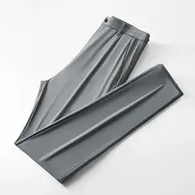 伸縮性ウエストメンズアイスシルク カジュアルパンツ 夏薄手スタイル