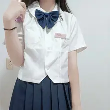 学院風プリーツシャツ【長袖・短袖・ホワイト】