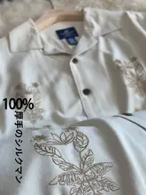 夏用シルクシャツ【短袖・刺繍デザイン・大きいサイズ・ゆったりスタイル】