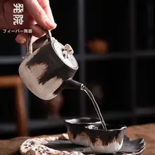 手作り 陶器の茶器セット【鶴首と蓮花の茶盤付き・家庭用】（セットアップ対応）