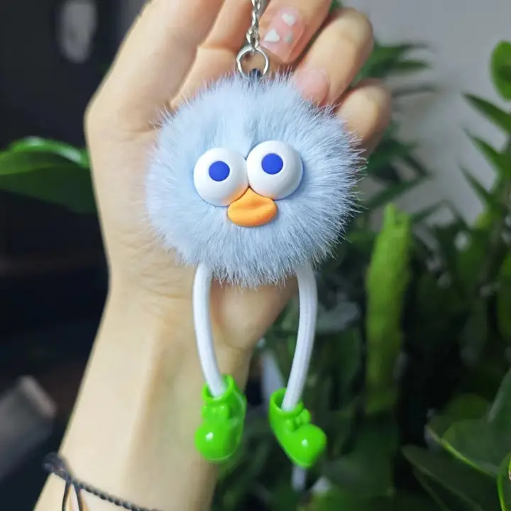 長脚毛糸のぬいぐるみキーホルダー【ユニークデザイン・かわいい小煤球】