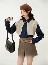 牛角ボタン付きニットカーディガン【春秋用・ヴィンテージスタイル・レディース・シャツと組み合わせ】（セットアップ対応）