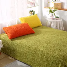 ベッド用4点セット 羊毛 2人用/寝室用 リバーシブル ロングパイル 単色 厚手