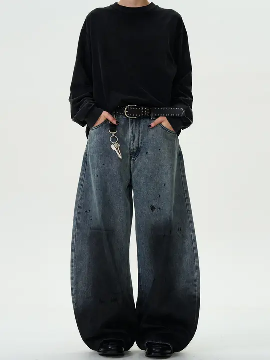 グラデーションウォッシュドデニムパンツ【ユニセックス・フィット・アートデザイン・撥水加工】（セットアップ対応）