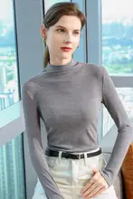 モダール素材 半高ネック 長袖トップス【秋冬用・スリムフィット・女性用】