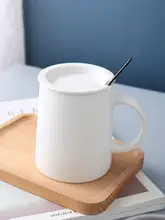 マット仕上げの陶器製カップ【フタ・スプーン付き・レトロデザイン・コーヒーカップ・家庭用】