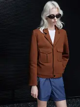 シンプルなリボン襟の女性用ジャケット【クラシックスタイル・秋冬用】