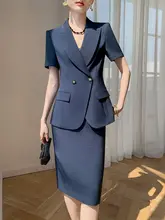 短袖女性用スーツ【夏用・薄手・高級感あるデザイン】（セットアップ対応）