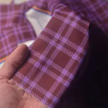深紫色ストライプチェック生地【JK百褶スカート・リボン付き・長袖ジャケット・ショートパンツ】（セットアップ対応）