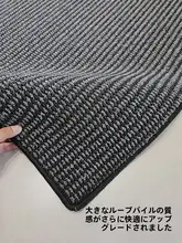 純黒色リネンテクスチャーのリビングルームラグ【高級感・耐汚れ・洗濯不要・シンプルデザイン】