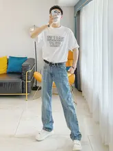 アメリカンスタイルのストレートワイドデニムパンツ【春秋用・メンズ・トレンドデザイン】