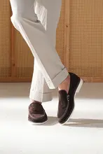 本革スエードローファーシューズ【夏用・カジュアル・一足で着脱簡単】