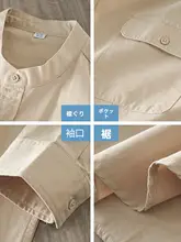シャツジャケット メンズ 長袖 厚手 コットン100% スタンドカラー ヘンリーネック ワーク アウター 春秋