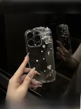 ugp 透明なスマートフォンケース【水晶装飾・高級感溢れるデザイン・女性向け】