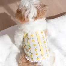 hipidog 清新な小花柄ボタン付きタンクトップ【夏用・薄手・犬猫用】