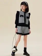 セットアップ 2点セット キッズ ガールズ チェック柄 ツイード風 アウター ワンピース カジュアル きれいめ 着回し 秋
