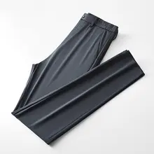 伸縮性ウエストメンズアイスシルク カジュアルパンツ 夏薄手スタイル